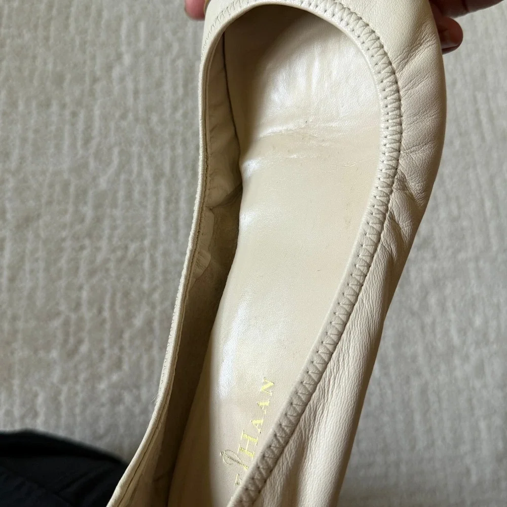 Cole Haan Nike Air Tali Ballet Flats Cream Tan Patent Cap Toe Buckle D37325 8.5
